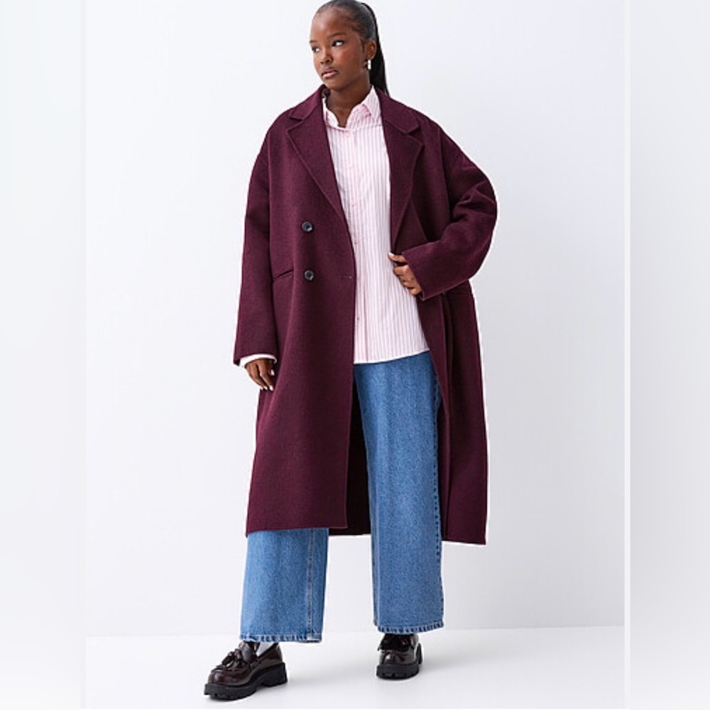 Twik by Simons Wool Blend Double-Breasted Long Coat Size Small